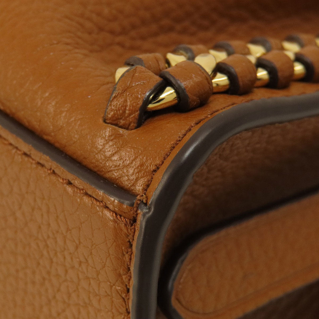 MICHAEL KORS Handbag leather Brown logoMetal 2WAY Women Used Authentic