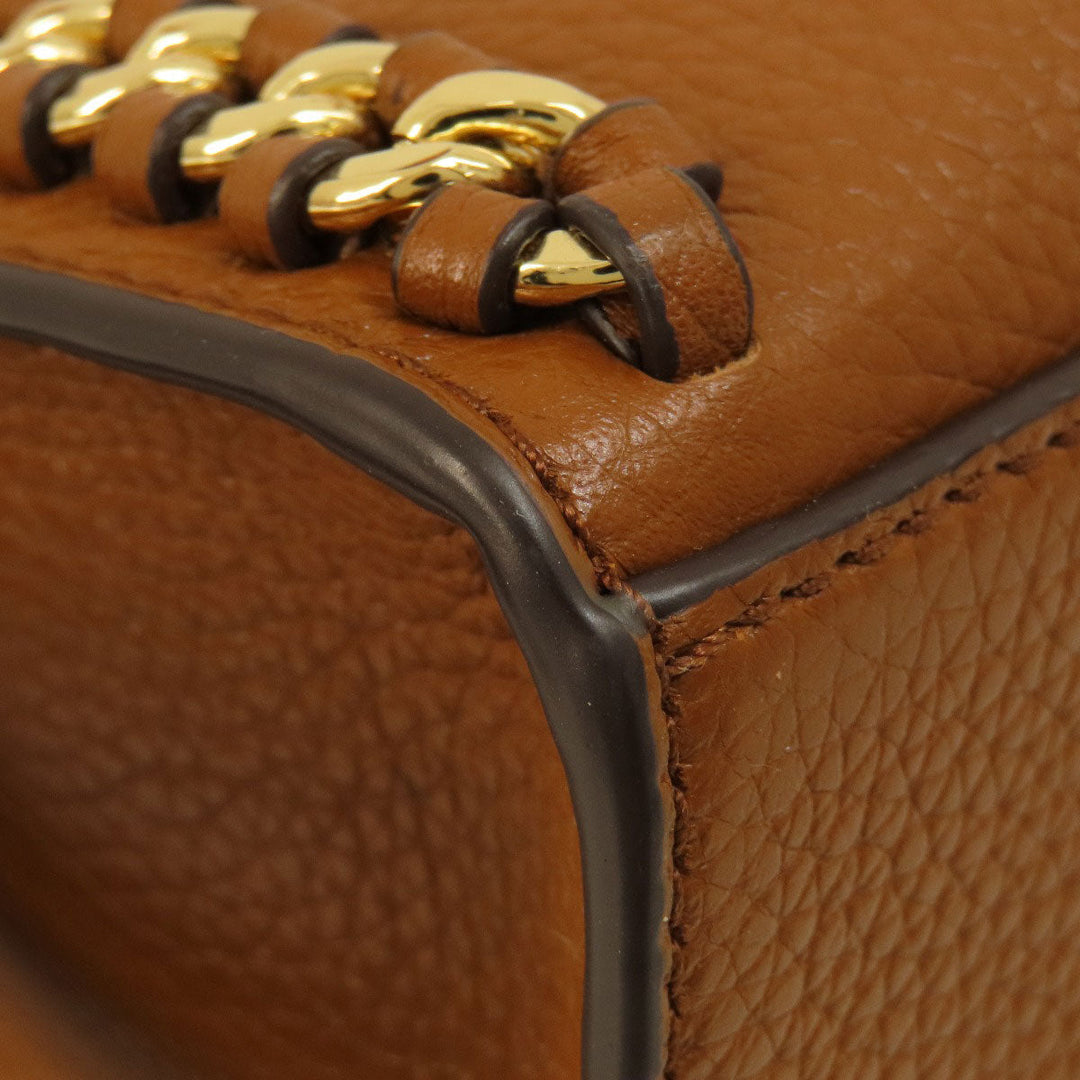 MICHAEL KORS Handbag leather Brown logoMetal 2WAY Women Used Authentic