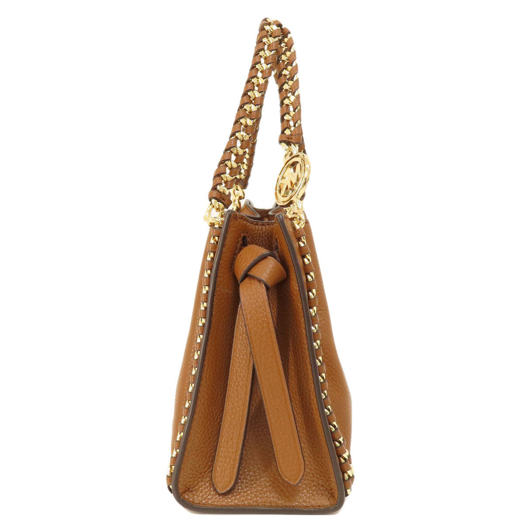 MICHAEL KORS Handbag leather Brown logoMetal 2WAY Women Used Authentic