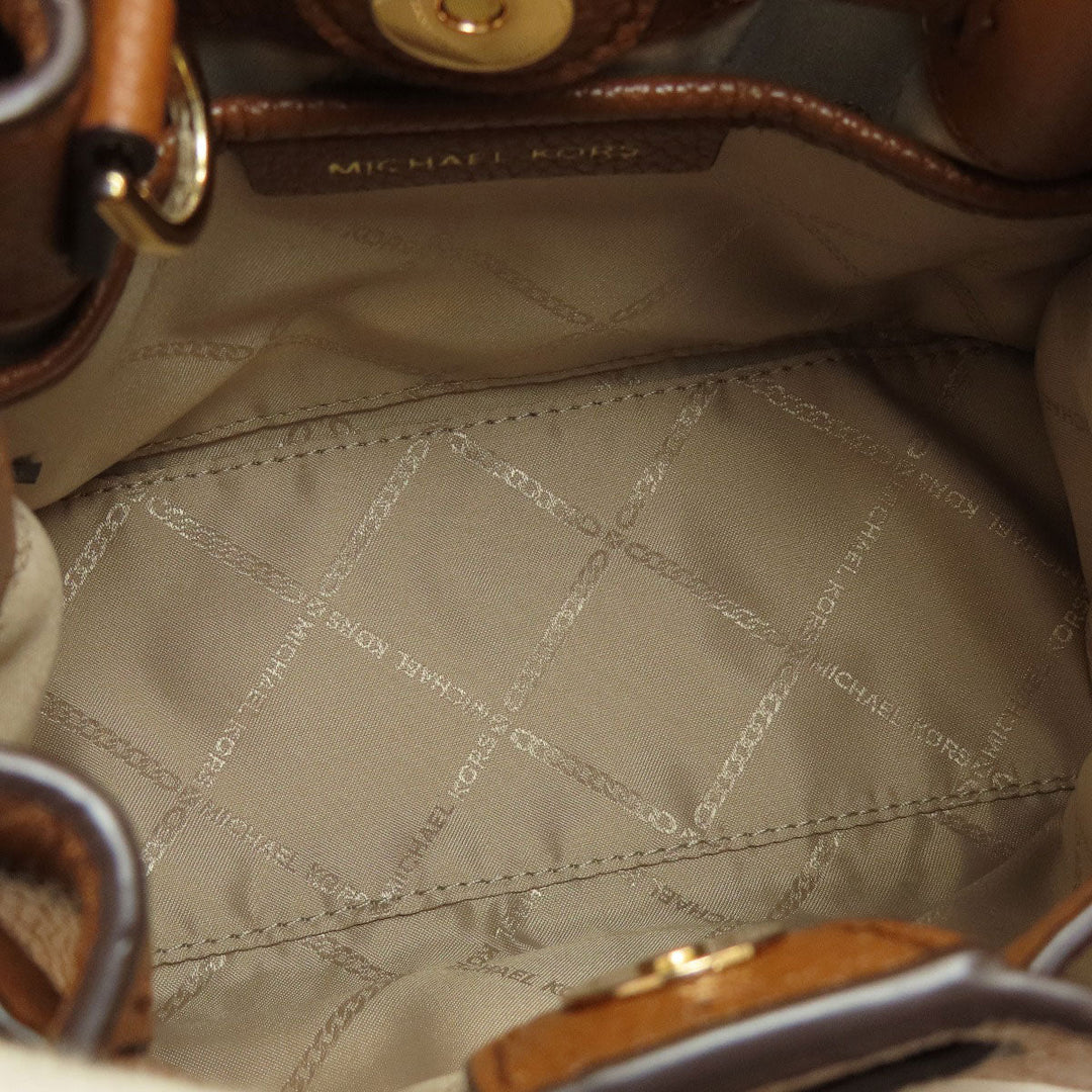 MICHAEL KORS Handbag leather Brown logoMetal 2WAY Women Used Authentic