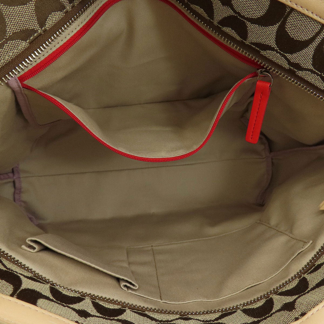 COACH Tote Bag 23465 canvas Brown Signature Women Used Authentic