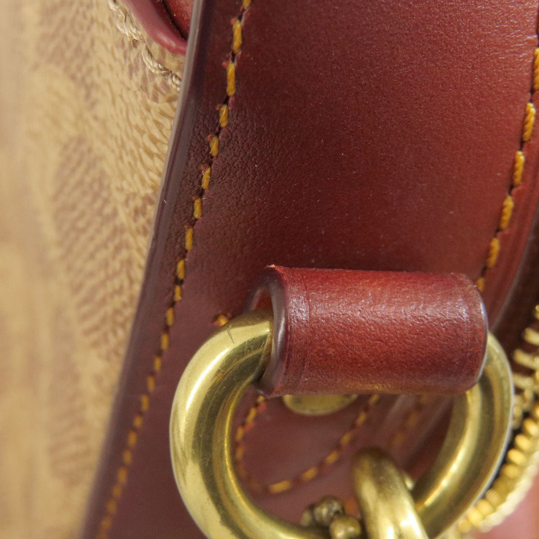 COACH Shoulder Bag 31208 PVC Brown Signature Women Used Authentic