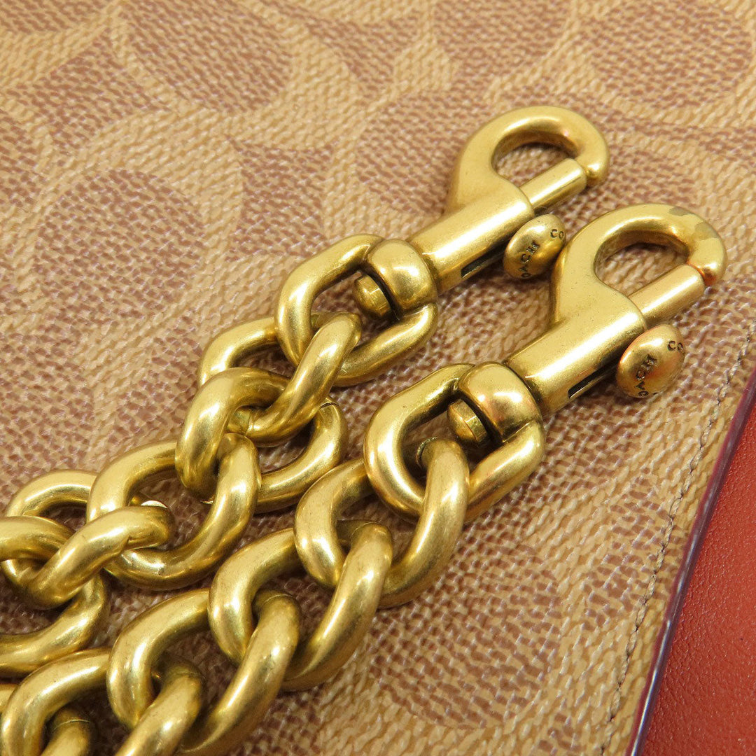 COACH Shoulder Bag 31208 PVC Brown Signature Women Used Authentic