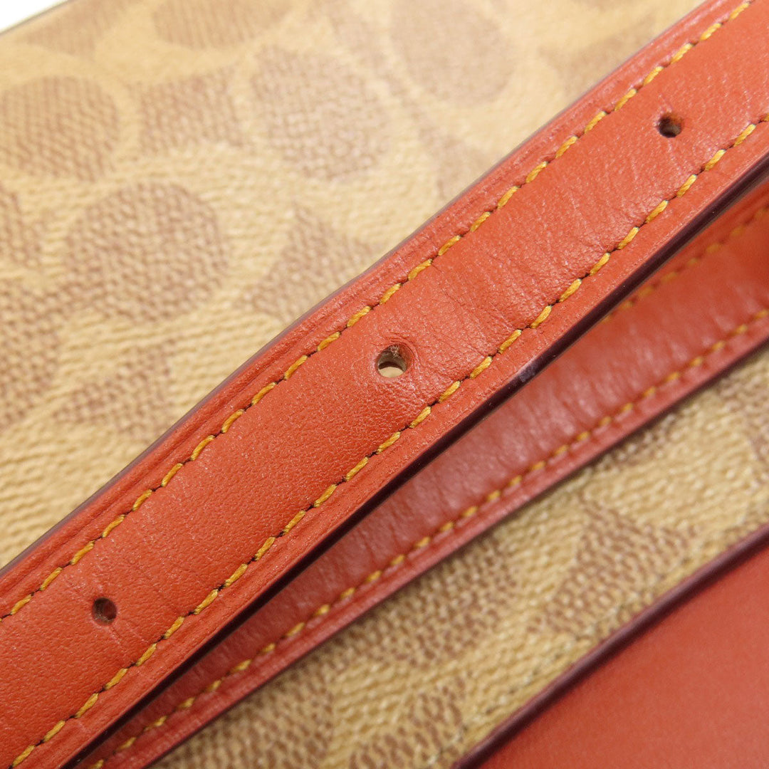 COACH Shoulder Bag 31208 PVC Brown Signature Women Used Authentic