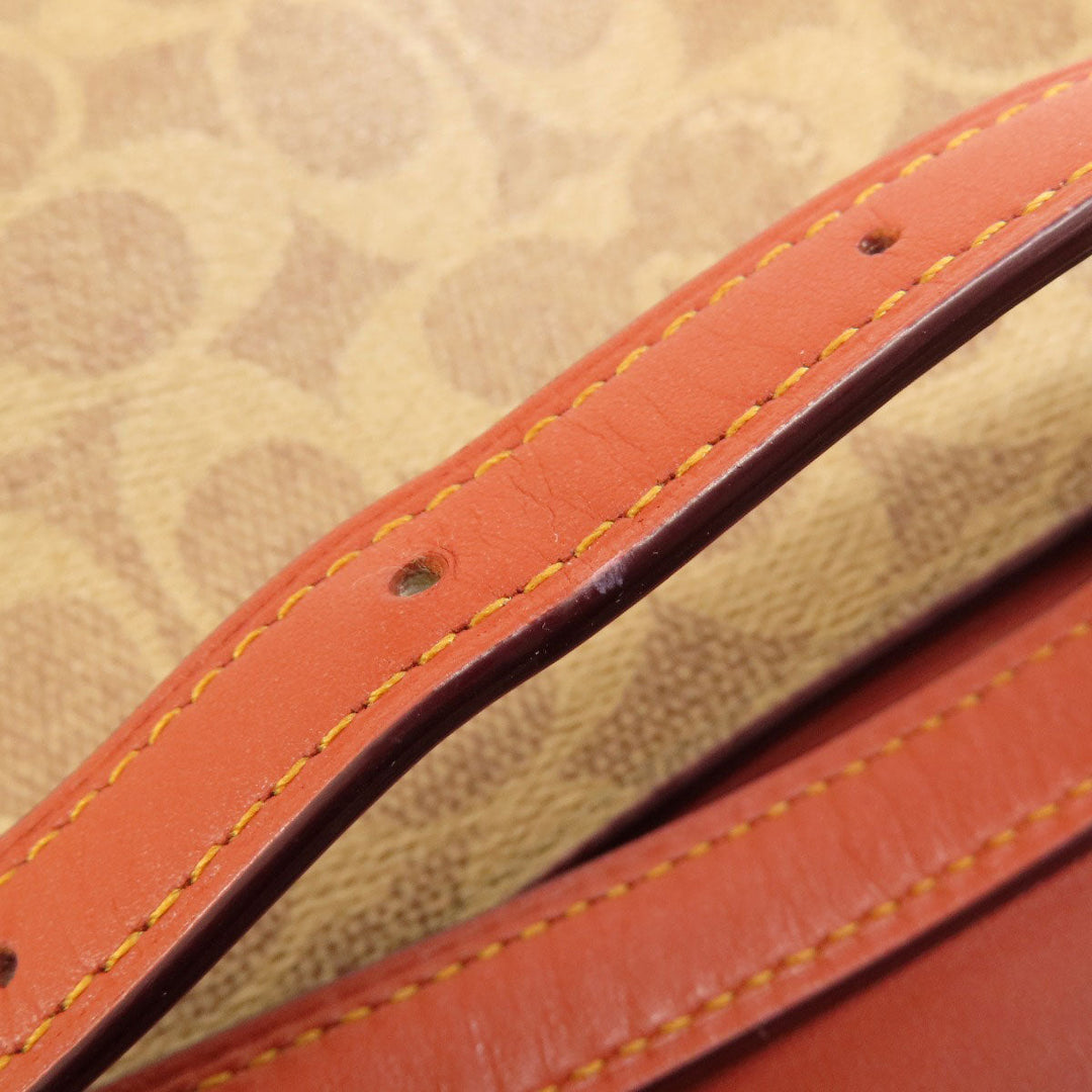 COACH Shoulder Bag 31208 PVC Brown Signature Women Used Authentic