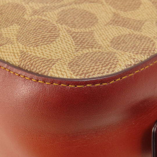 COACH Shoulder Bag 31208 PVC Brown Signature Women Used Authentic