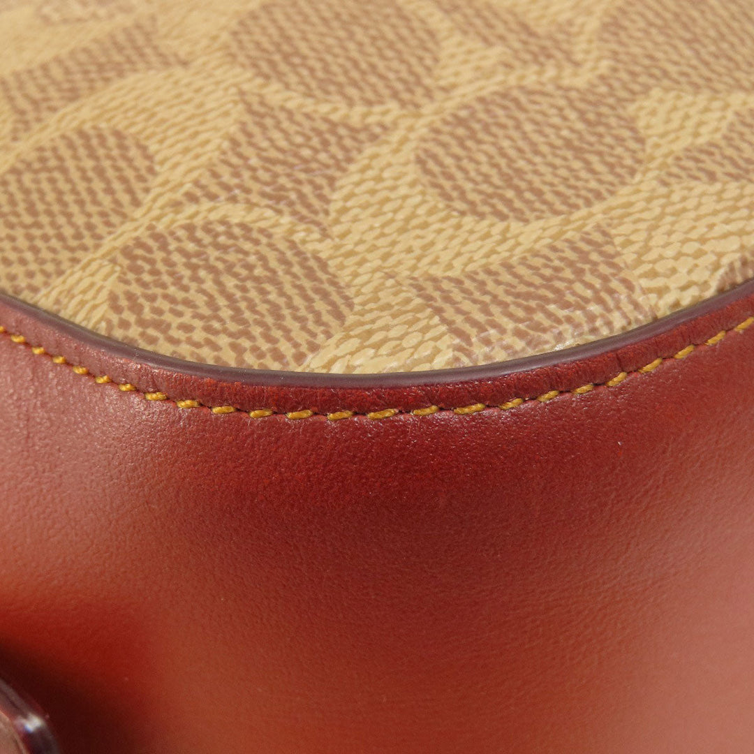 COACH Shoulder Bag 31208 PVC Brown Signature Women Used Authentic