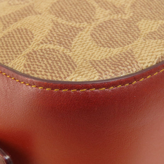 COACH Shoulder Bag 31208 PVC Brown Signature Women Used Authentic