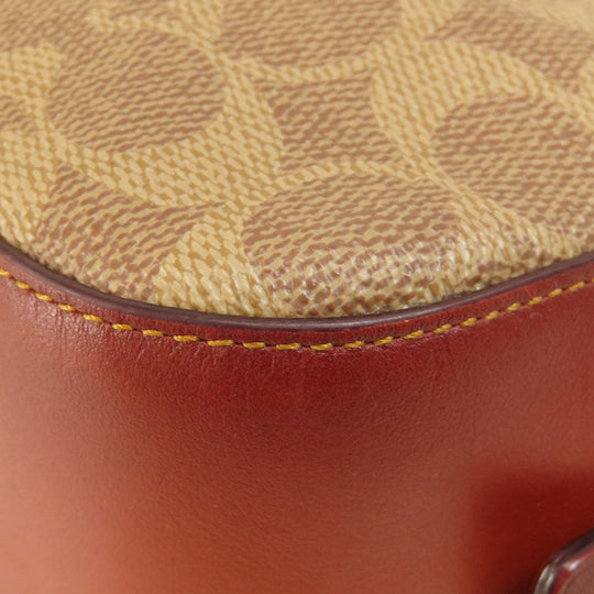 COACH Shoulder Bag 31208 PVC Brown Signature Women Used Authentic