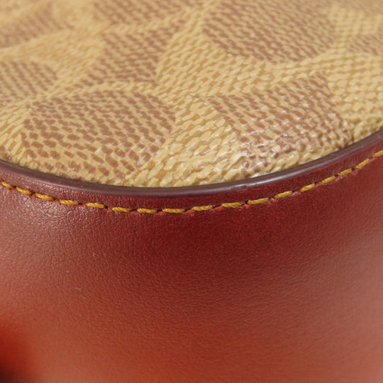 COACH Shoulder Bag 31208 PVC Brown Signature Women Used Authentic