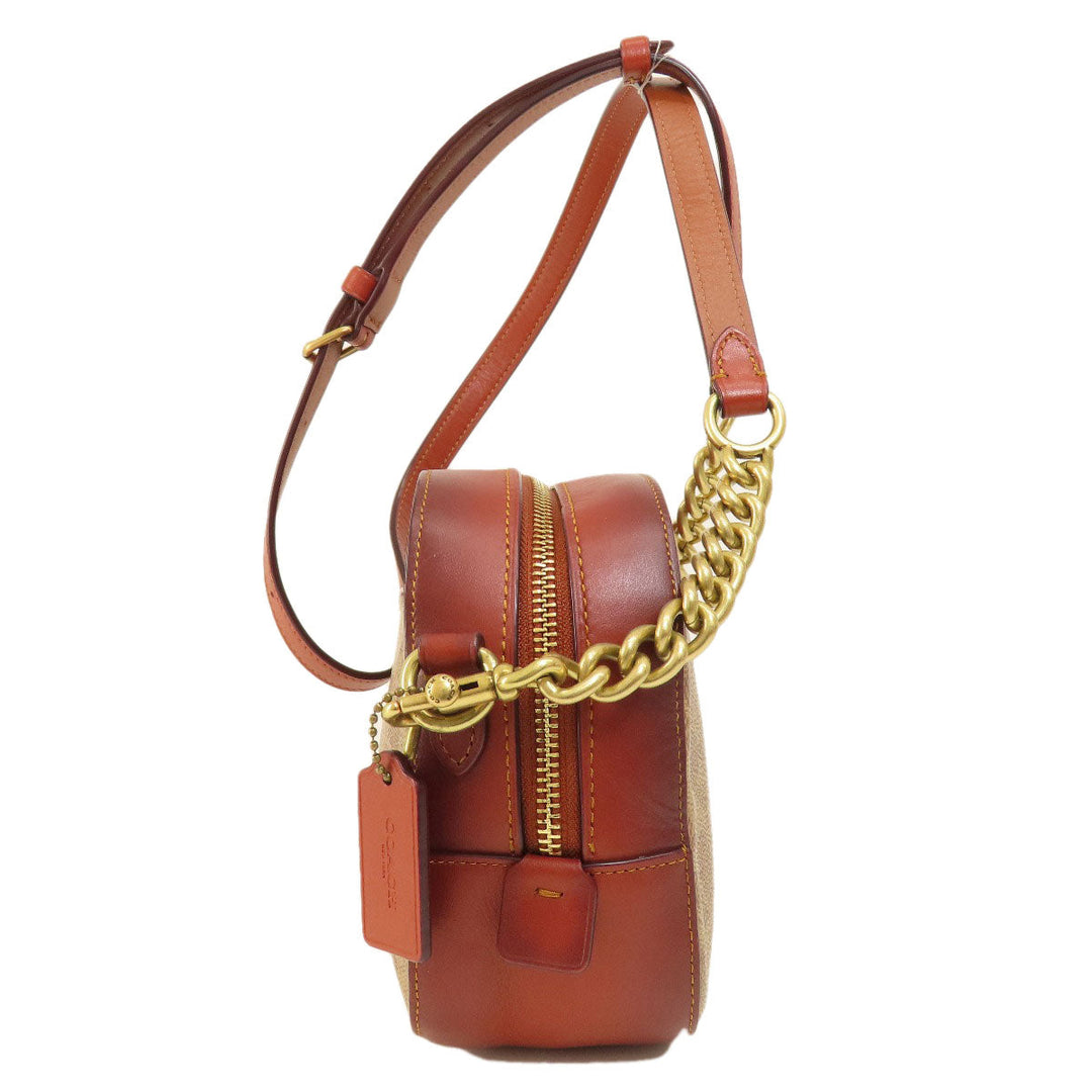 COACH Shoulder Bag 31208 PVC Brown Signature Women Used Authentic