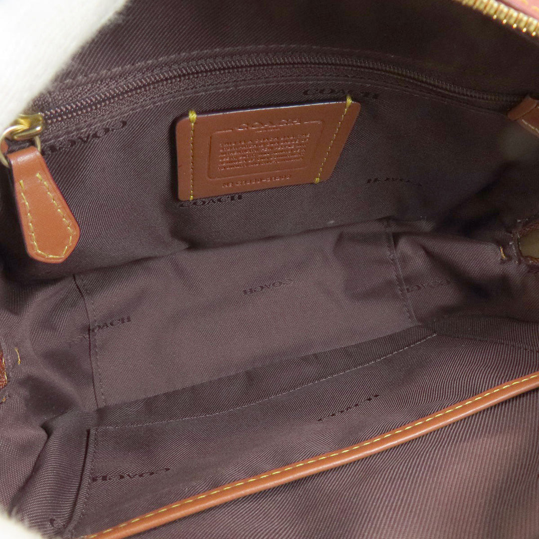 COACH Shoulder Bag 31208 PVC Brown Signature Women Used Authentic