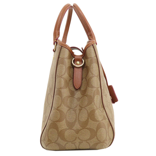 COACH Tote Bag F34608 PVC Brown Signature 2WAY