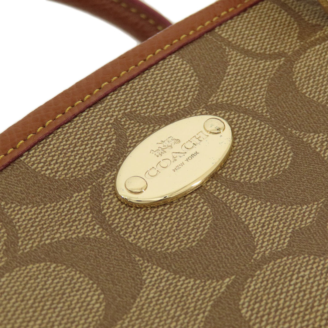 COACH Tote Bag F34608 PVC Brown Signature 2WAY