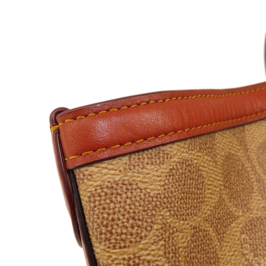 COACH Tote Bag 32714 PVC Brown Signature Women Used Authentic