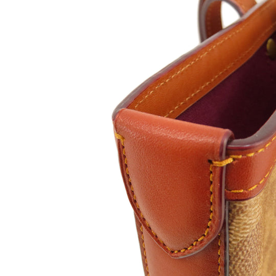 COACH Tote Bag 32714 PVC Brown Signature Women Used Authentic