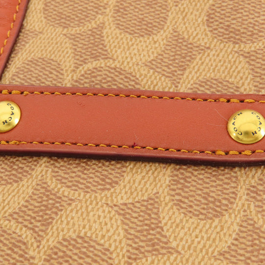 COACH Tote Bag 32714 PVC Brown Signature Women Used Authentic