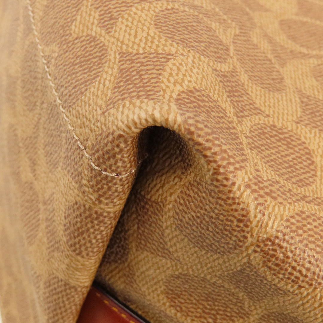 COACH Tote Bag 32714 PVC Brown Signature Women Used Authentic