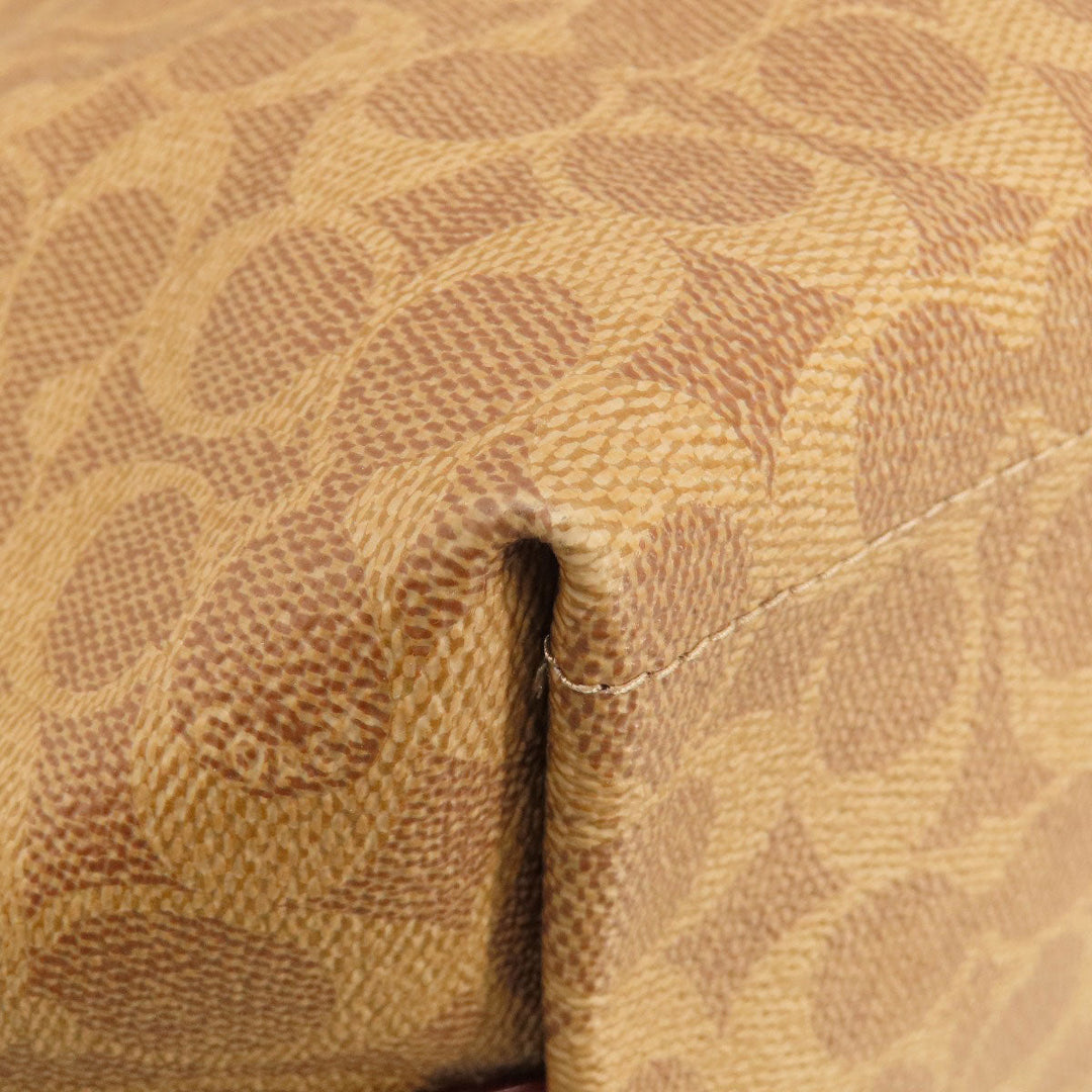 COACH Tote Bag 32714 PVC Brown Signature Women Used Authentic