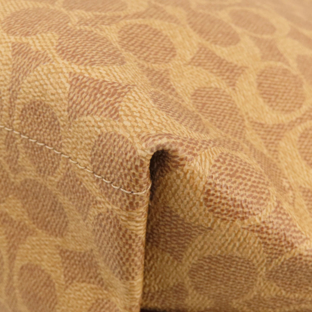 COACH Tote Bag 32714 PVC Brown Signature Women Used Authentic