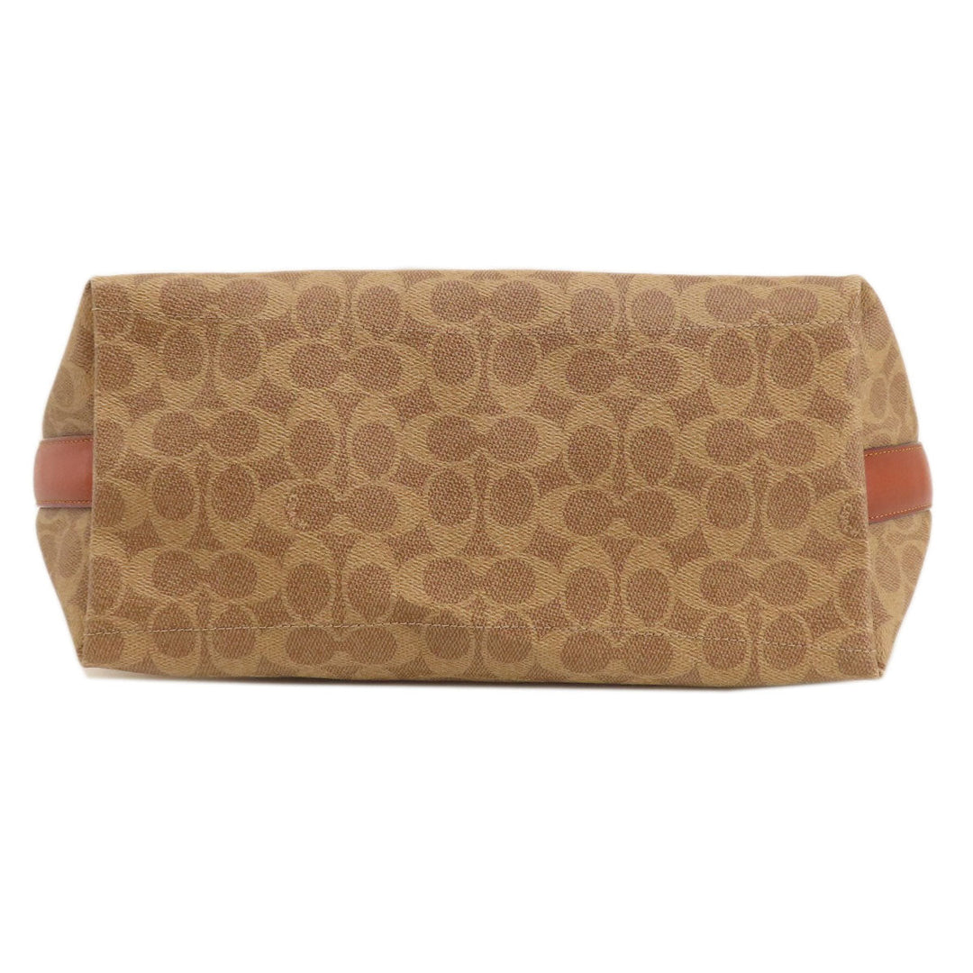 COACH Tote Bag 32714 PVC Brown Signature Women Used Authentic