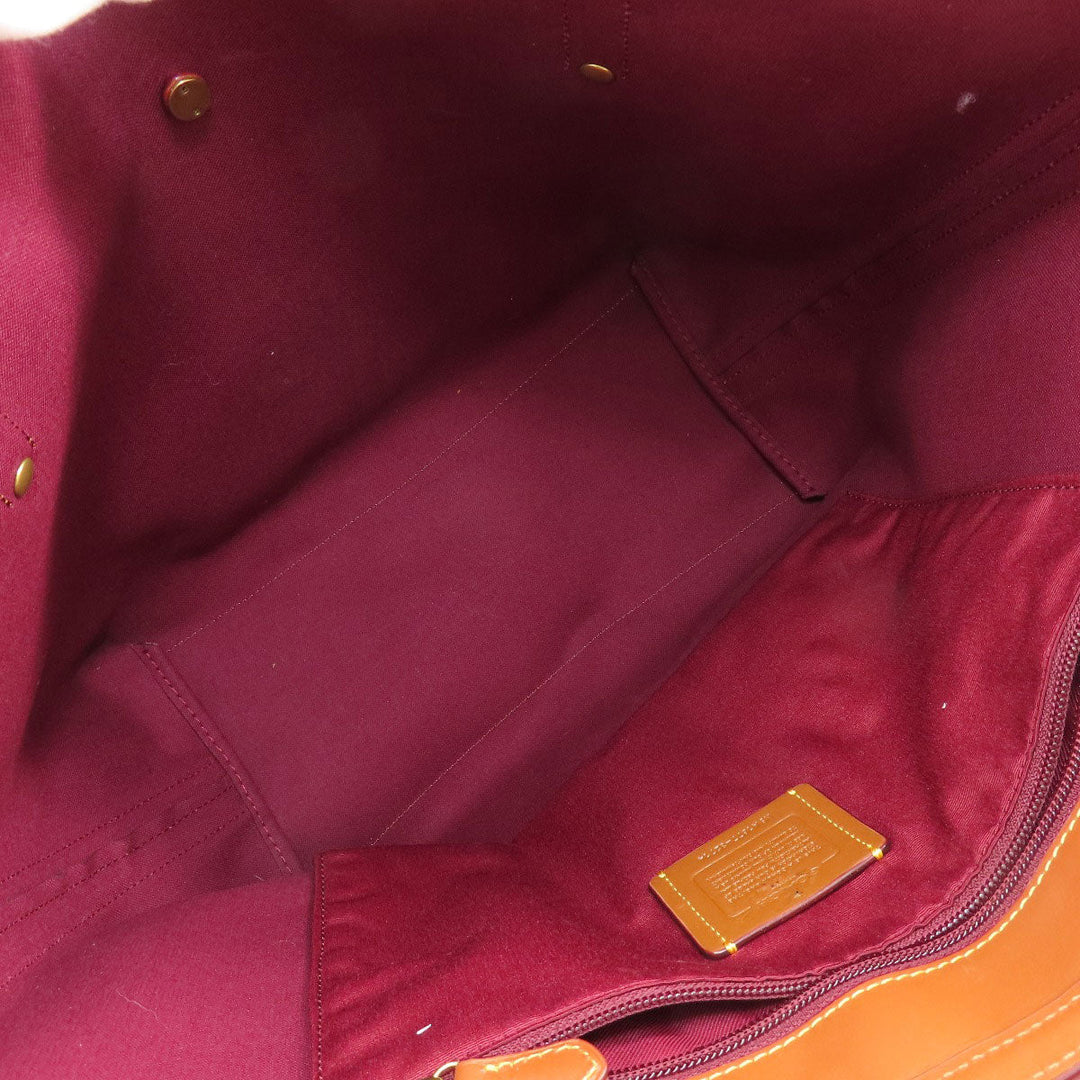 COACH Tote Bag 32714 PVC Brown Signature Women Used Authentic