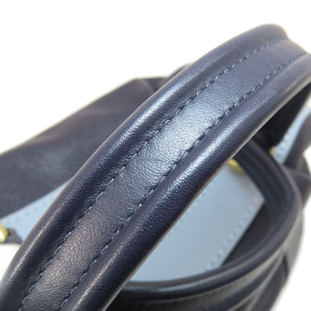 COACH Tote Bag 73720 leather Navy logoMetal 2WAY