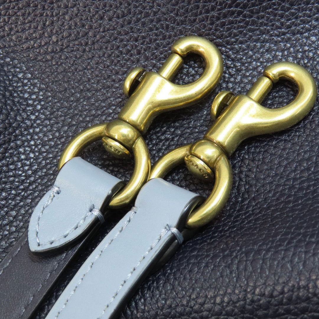 COACH Tote Bag 73720 leather Navy logoMetal 2WAY