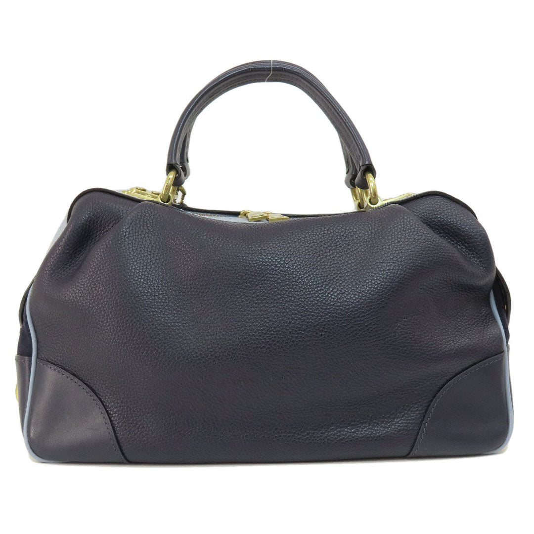 COACH Tote Bag 73720 leather Navy logoMetal 2WAY