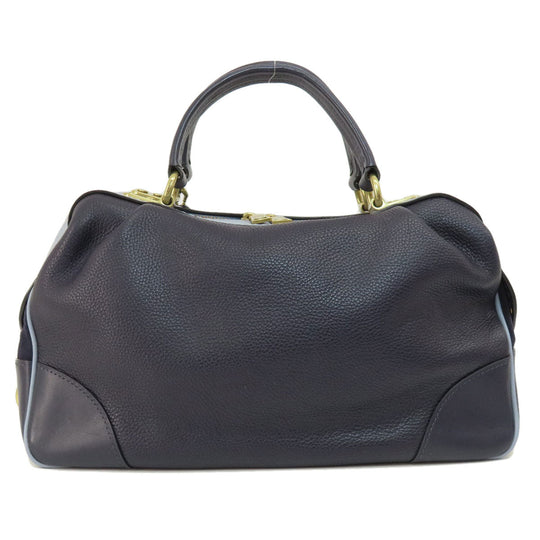 COACH Tote Bag 73720 leather Navy logoMetal 2WAY