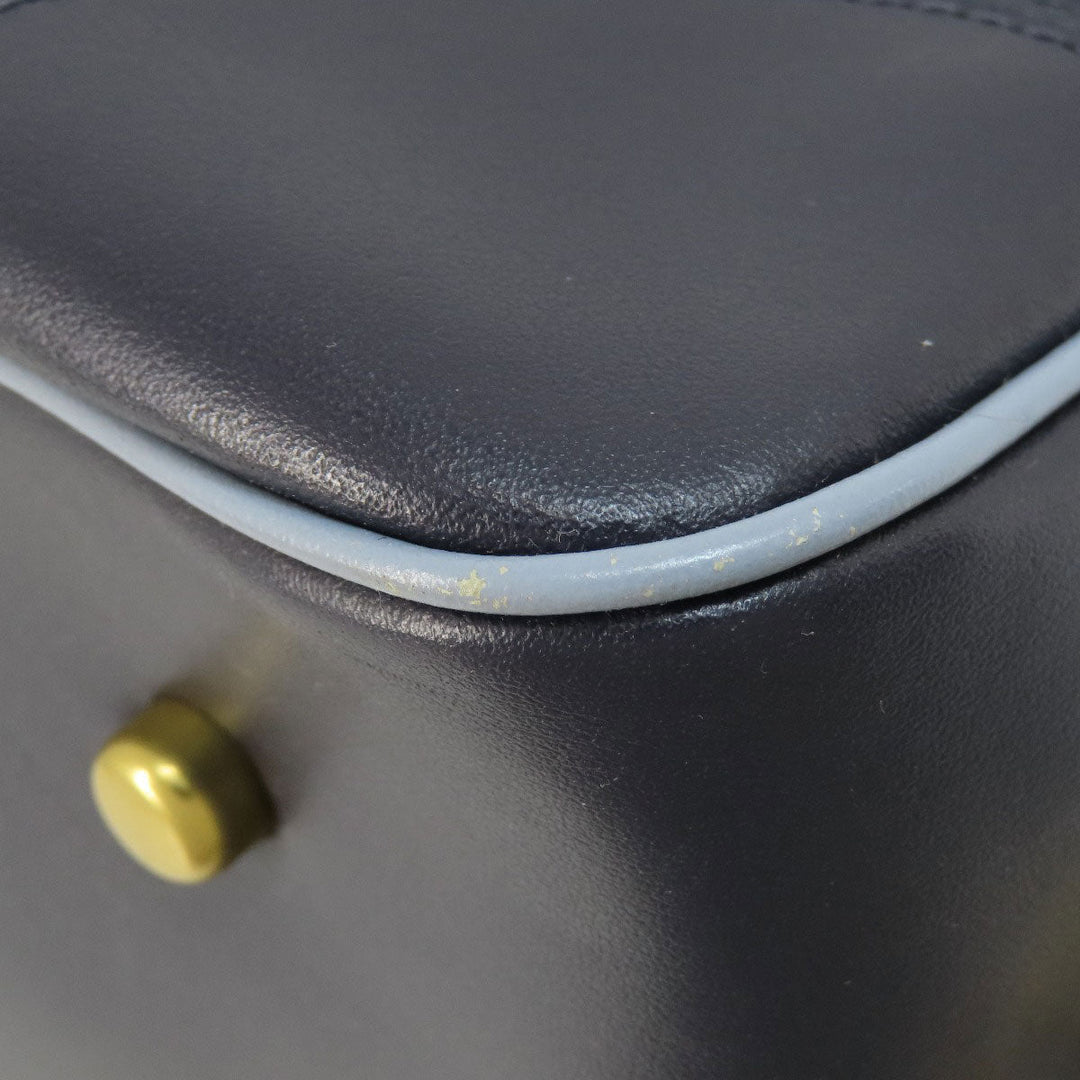 COACH Tote Bag 73720 leather Navy logoMetal 2WAY