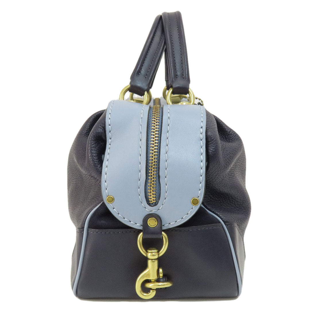 COACH Tote Bag 73720 leather Navy logoMetal 2WAY