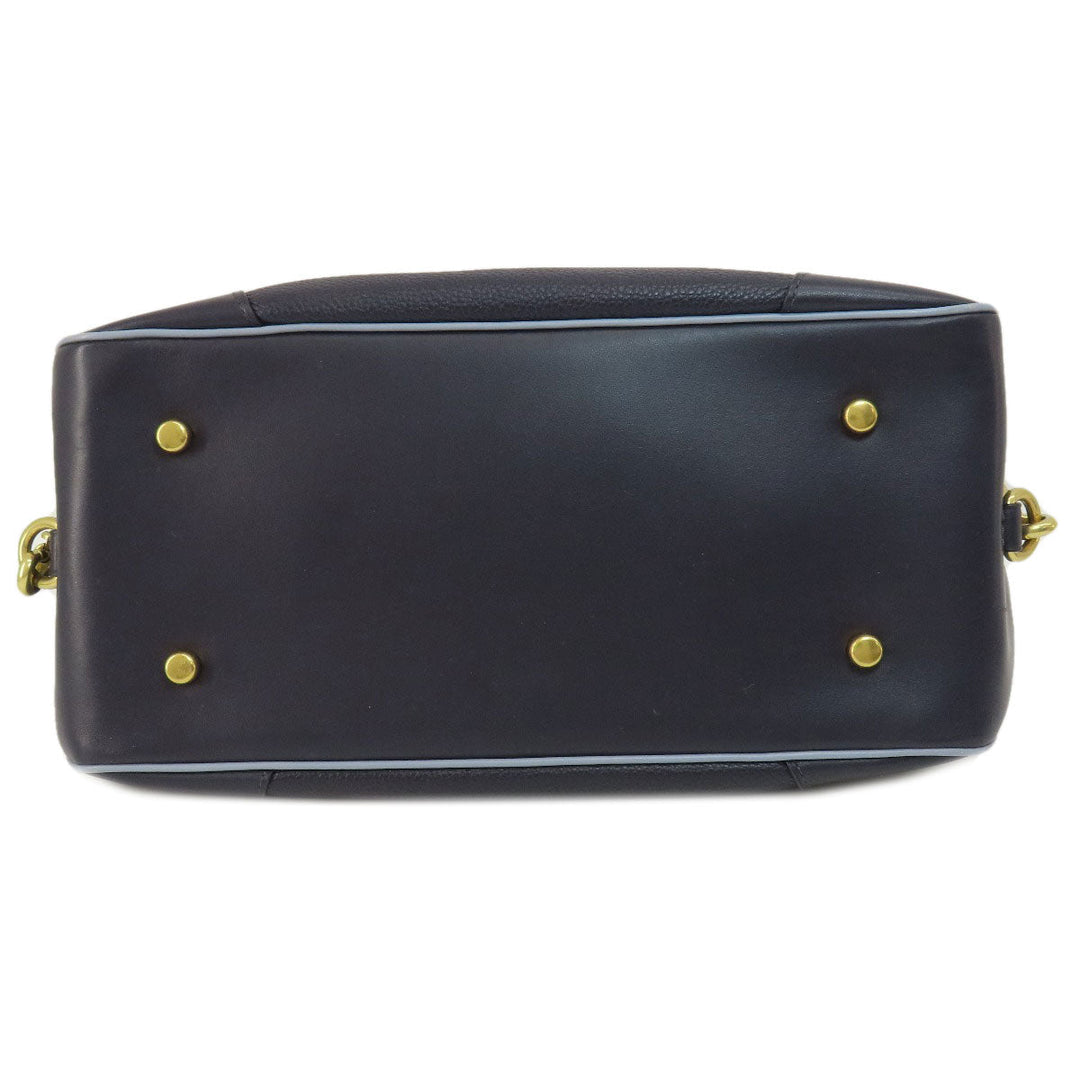 COACH Tote Bag 73720 leather Navy logoMetal 2WAY