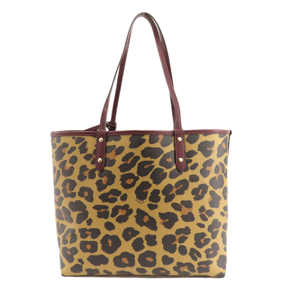 COACH Tote Bag PVC Brown reversible Women Used Authentic