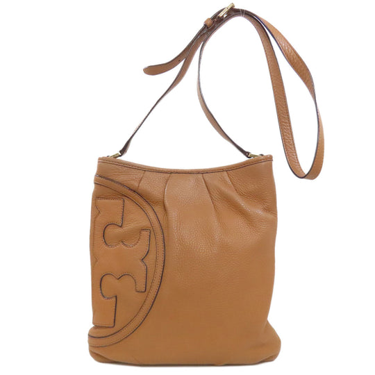Tory Burch Shoulder Bag Calfskin Brown logo Women Used Authentic