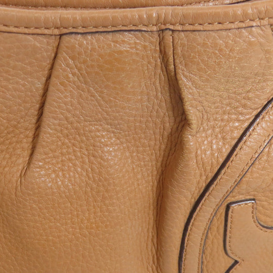 Tory Burch Shoulder Bag Calfskin Brown logo Women Used Authentic