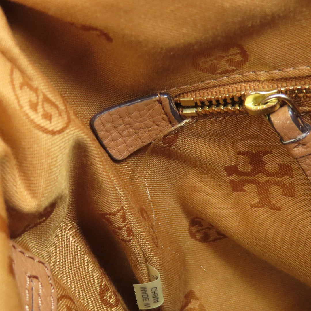 Tory Burch Shoulder Bag Calfskin Brown logo Women Used Authentic
