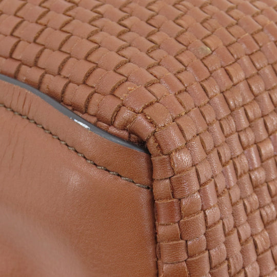 COLE HAAN Tote Bag leather Brown Woven Bag Women Used Authentic