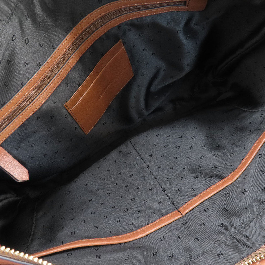 COLE HAAN Tote Bag leather Brown Woven Bag Women Used Authentic