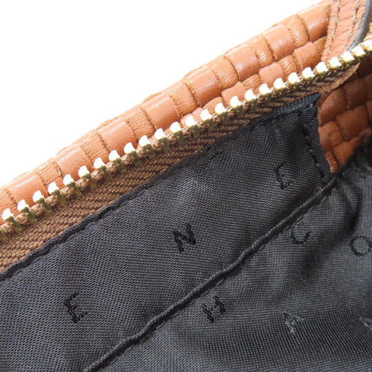 COLE HAAN Tote Bag leather Brown Woven Bag Women Used Authentic