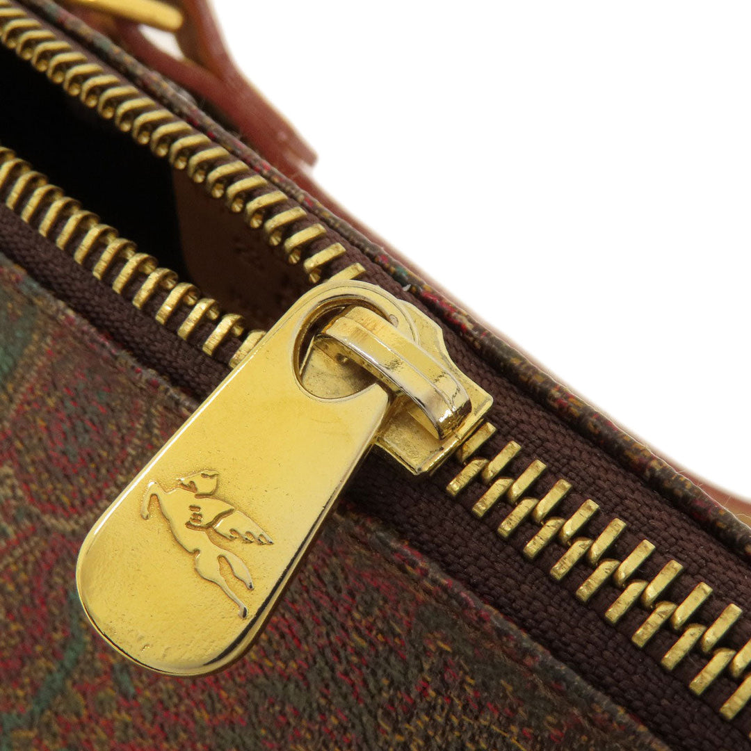 ETRO Handbag PVC Brown Paisley Pattern Women Used Authentic