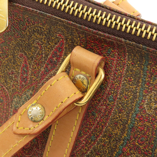 ETRO Handbag PVC Brown Paisley Pattern Women Used Authentic