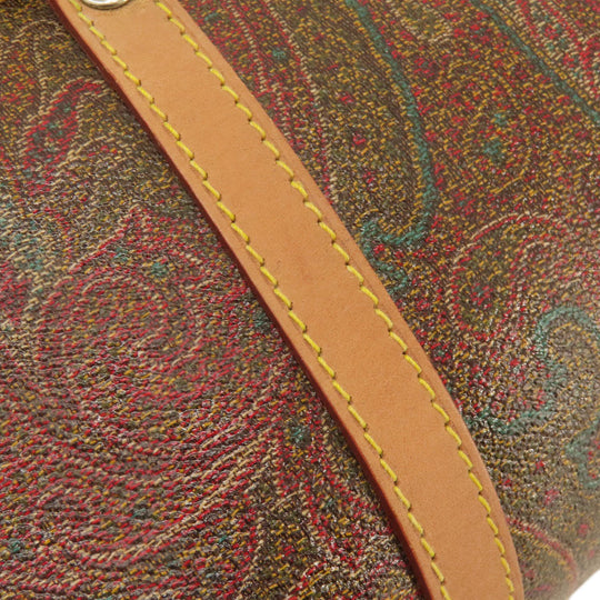 ETRO Handbag PVC Brown Paisley Pattern Women Used Authentic