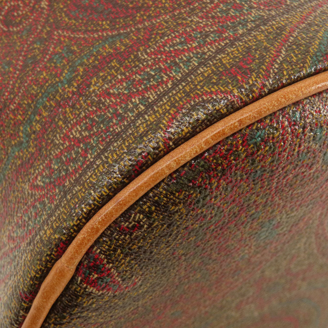 ETRO Handbag PVC Brown Paisley Pattern Women Used Authentic