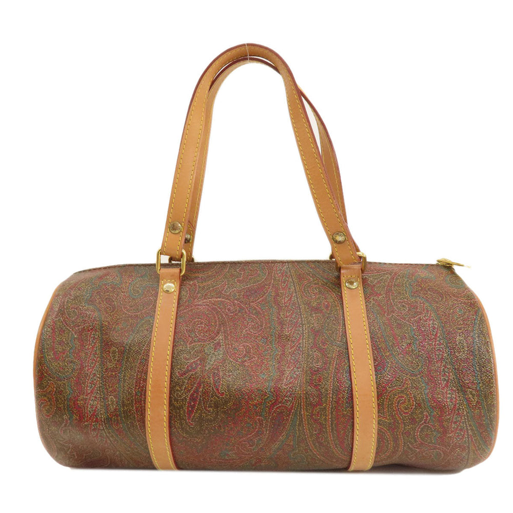 ETRO Handbag PVC Brown Paisley Pattern Women Used Authentic
