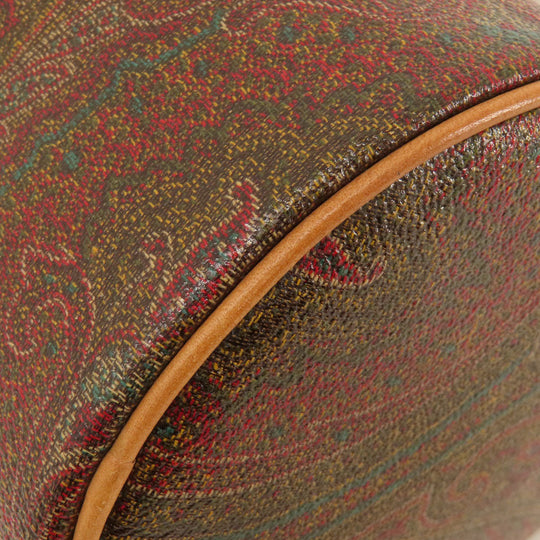 ETRO Handbag PVC Brown Paisley Pattern Women Used Authentic
