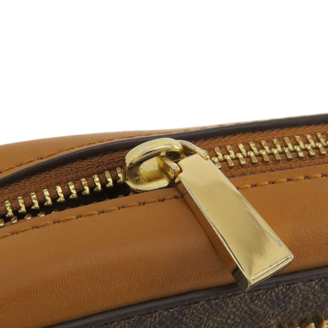 MICHAEL KORS Shoulder Bag Leather, Coated Canvas Brown MK Signature ChainShoulder Women Used Authentic