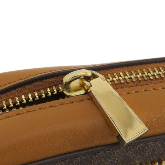 MICHAEL KORS Shoulder Bag Leather, Coated Canvas Brown MK Signature ChainShoulder Women Used Authentic