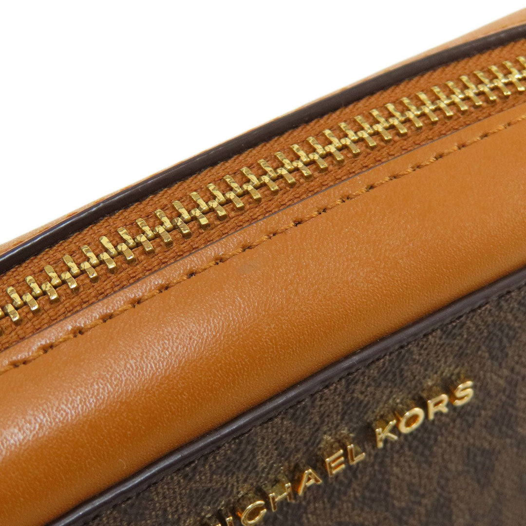 MICHAEL KORS Shoulder Bag Leather, Coated Canvas Brown MK Signature ChainShoulder Women Used Authentic