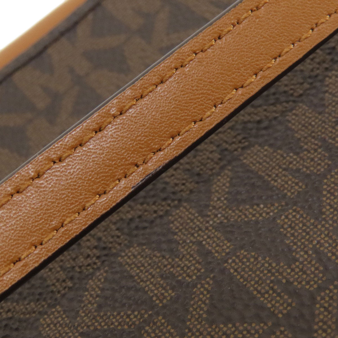MICHAEL KORS Shoulder Bag Leather, Coated Canvas Brown MK Signature ChainShoulder Women Used Authentic